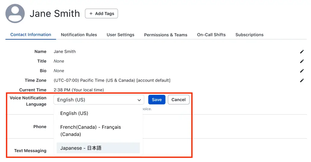 Select your phone notification language