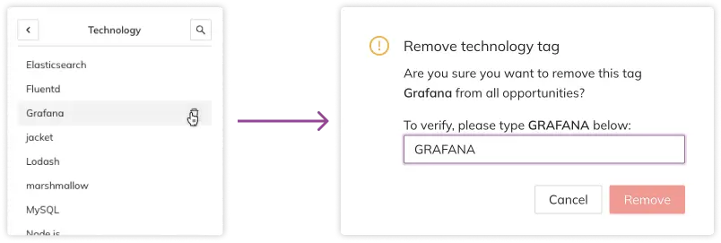Confirm tag deletion