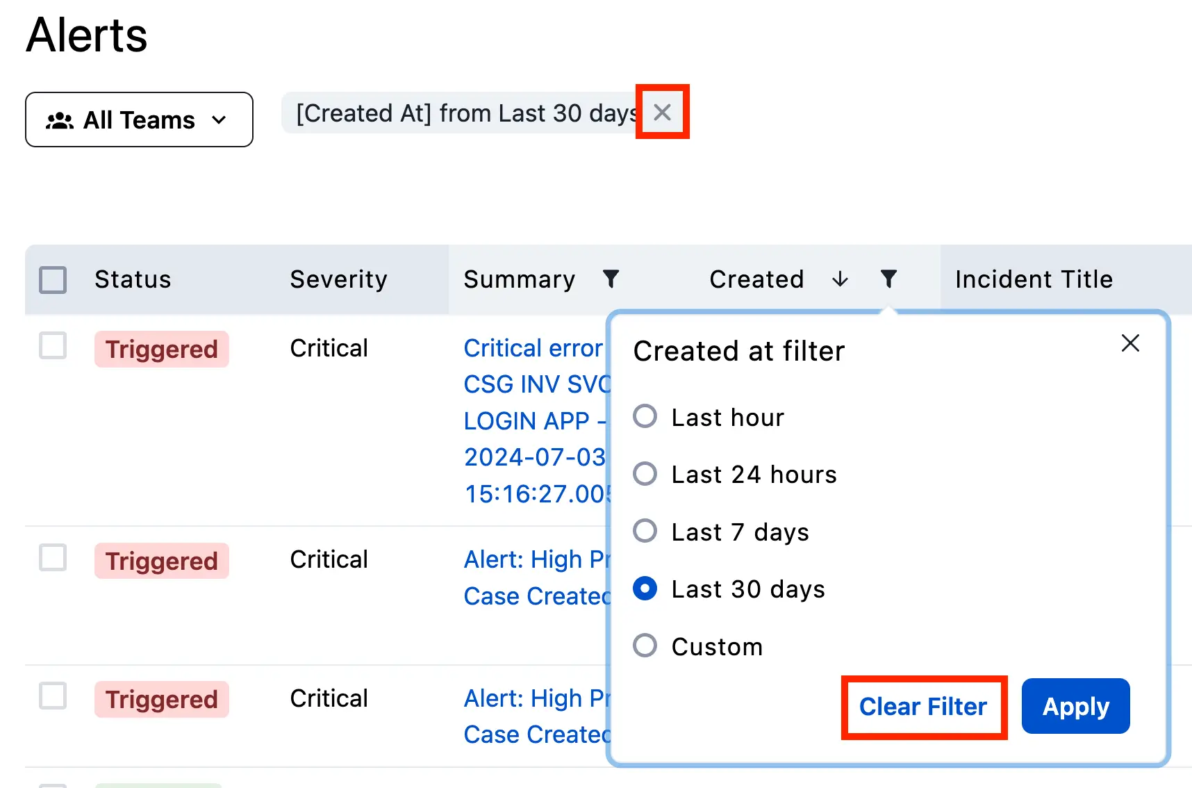 An image depicting the UI elements that remove active filters