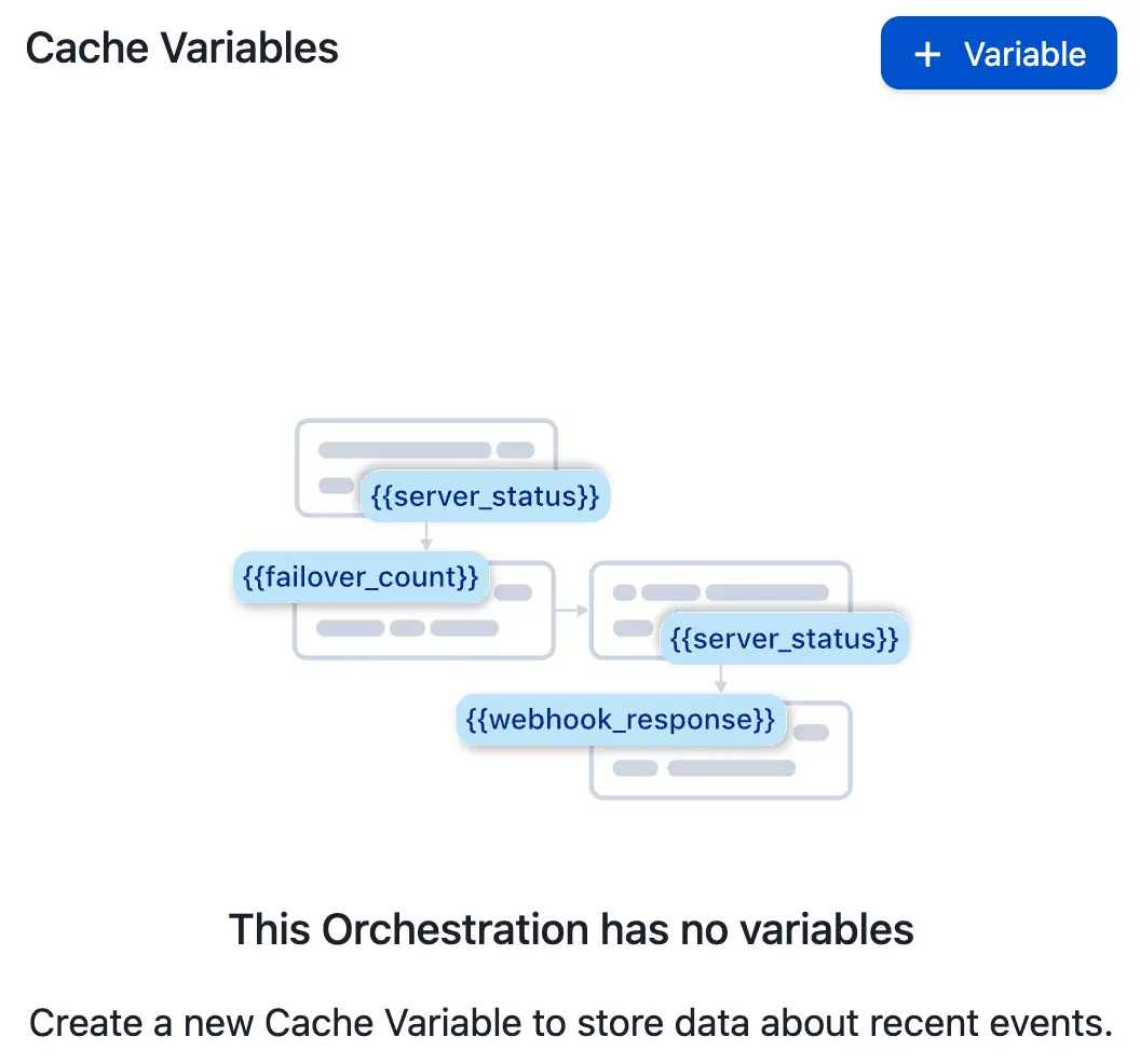Event Orchestration Cache Variables
