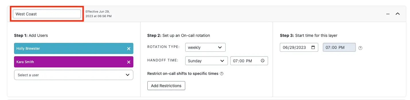 Edit schedule layer name