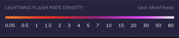 Lightning Flash Rate Density Legend