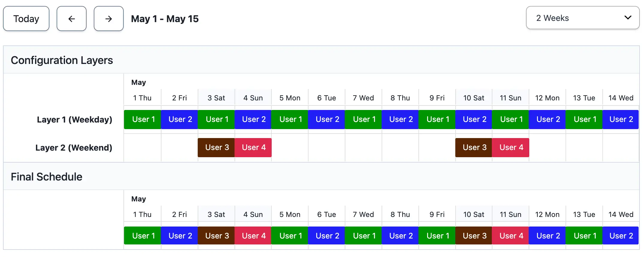 Example 9, final schedule Example 9, final schedule