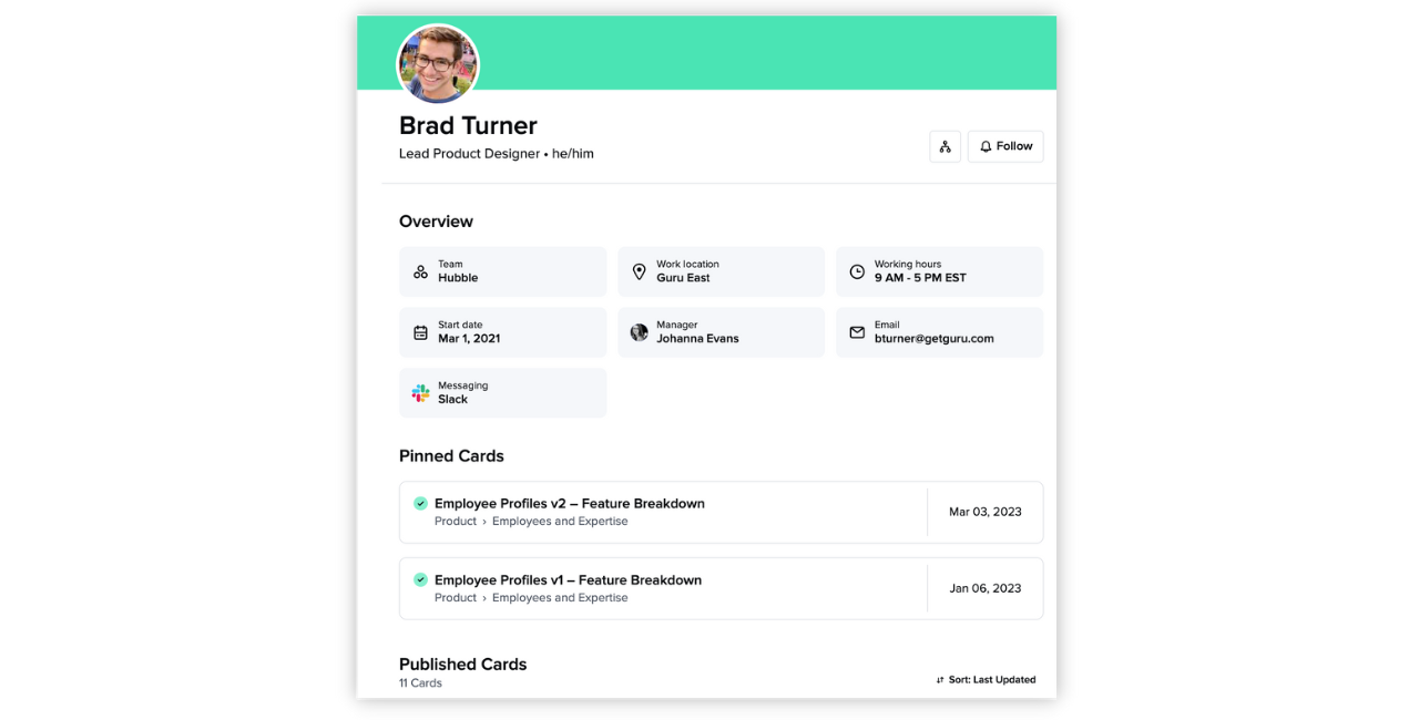 Employee profile example