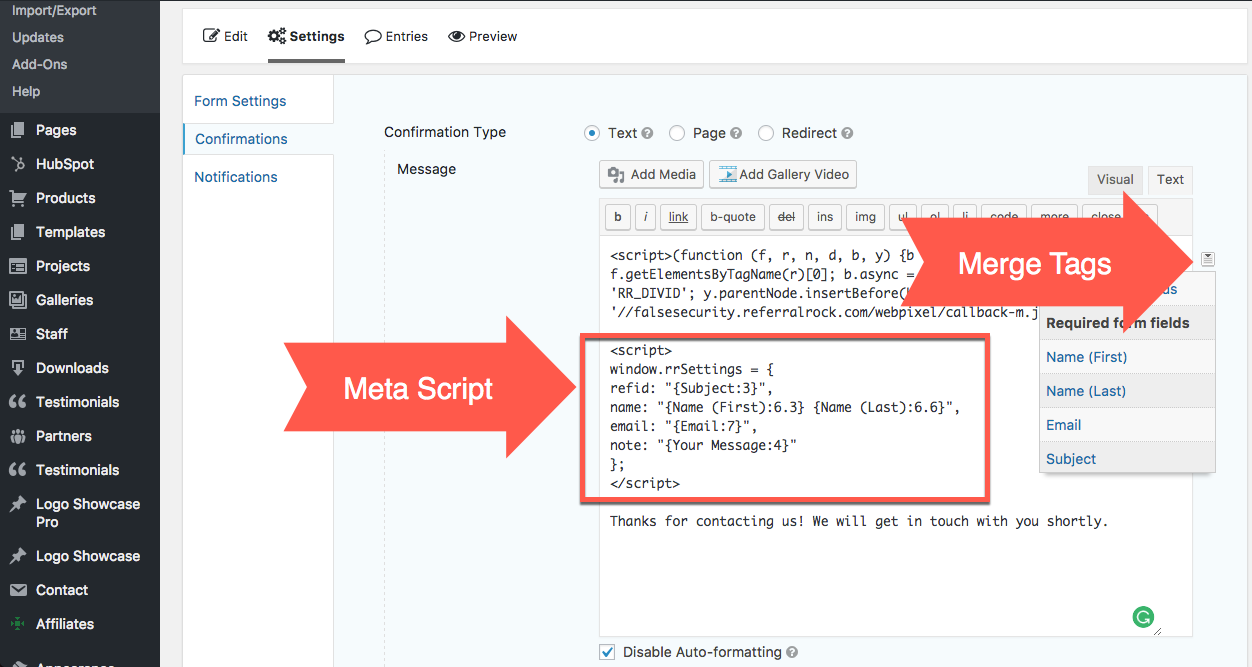 Showing where merge tags are in Gravity Forms