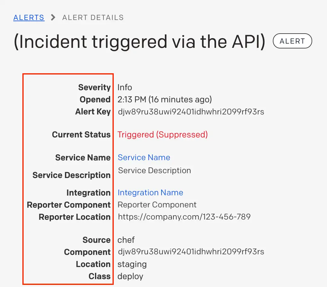 PD-CEF fields on an alert PD-CEF fields on an alert