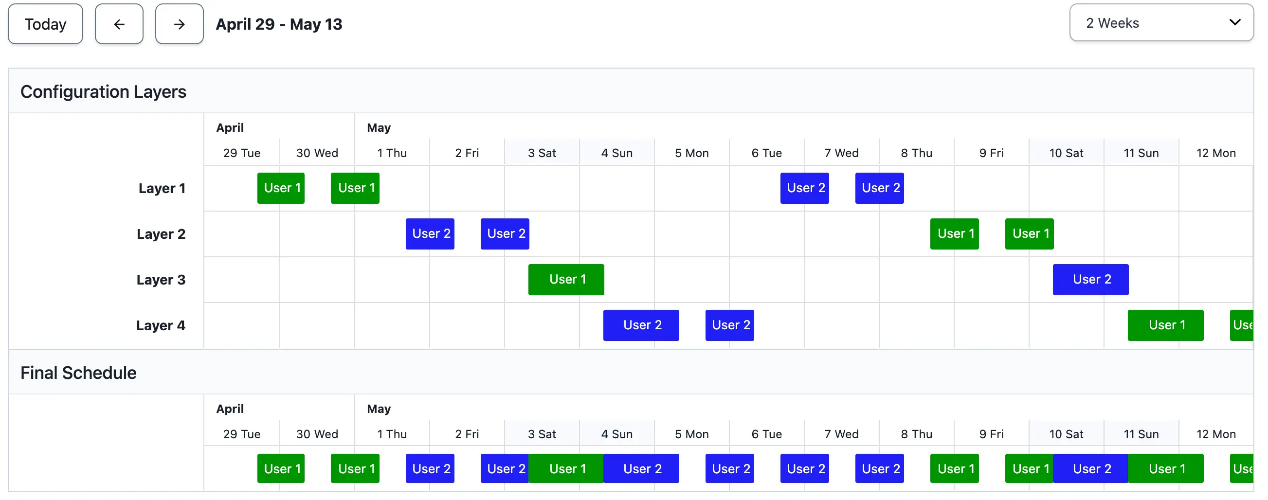 Example 2 final schedule Example 2 final schedule