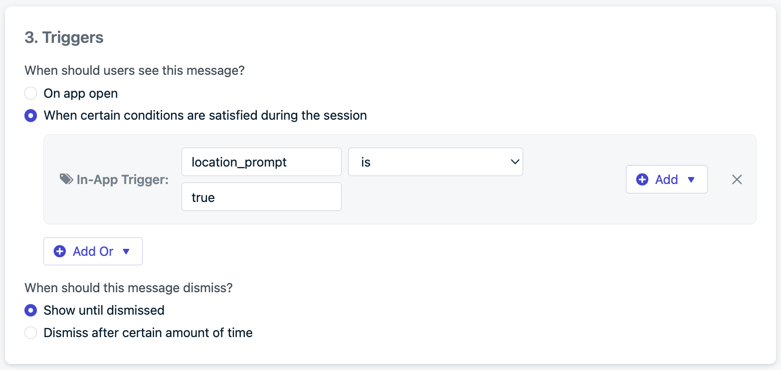 Image showing programmatic In-app trigger.