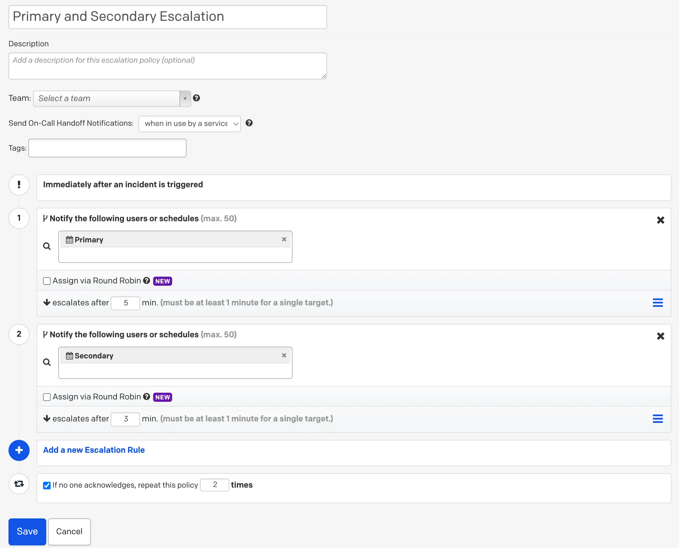 Example 5, escalation policy Example 5, escalation policy