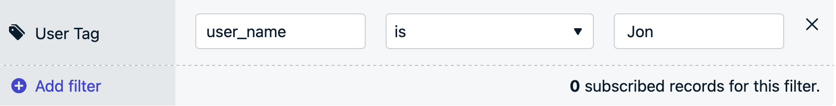 Segment filter to find subscription by tag